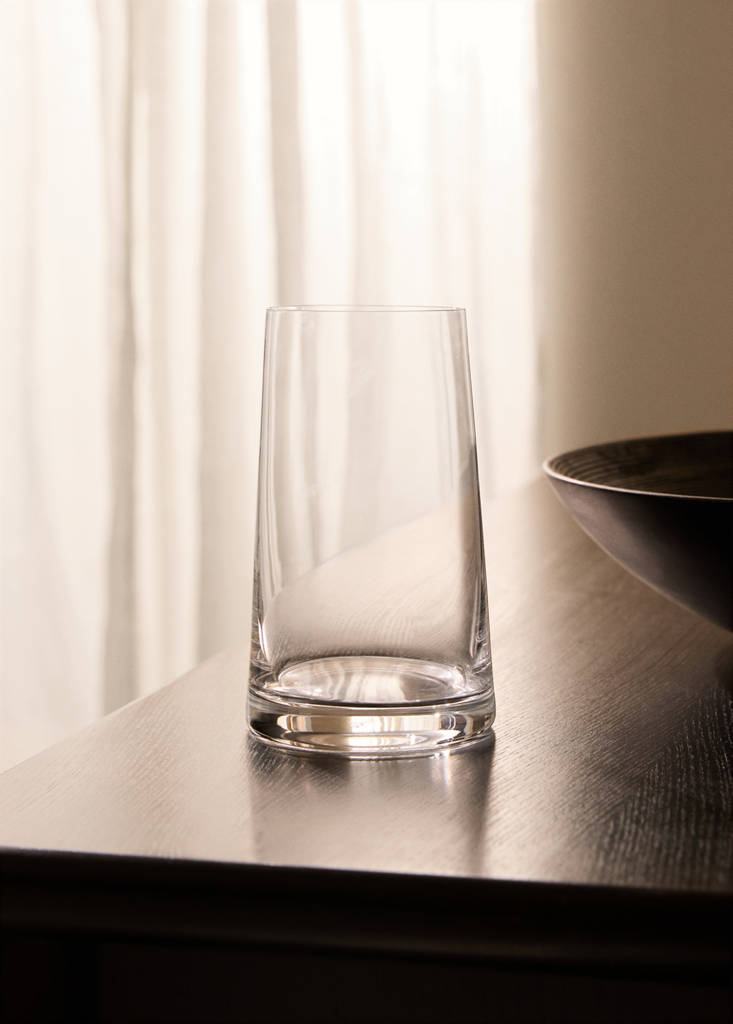 MANGO HOME - Petit vase conique en verre gris glacé - S