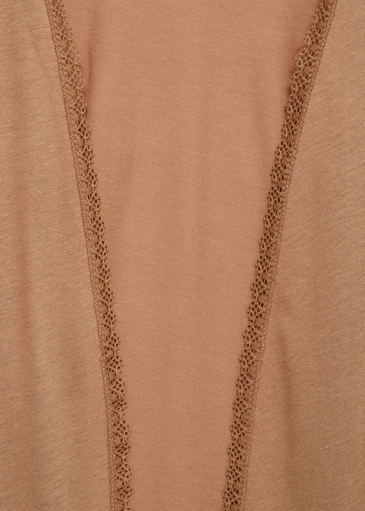 Cotton robe with contrasting lace — Medium Brown