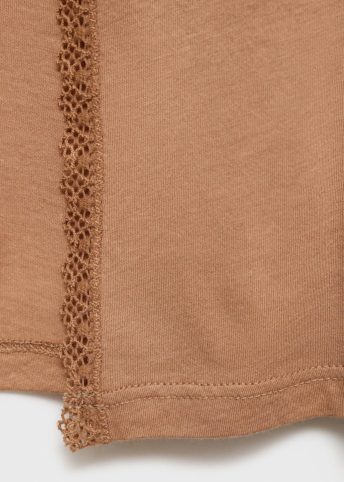 Cotton robe with contrasting lace — Medium Brown