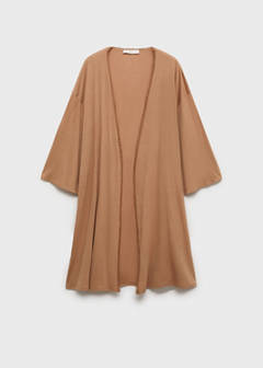 Cotton robe with contrasting lace — Medium Brown 6