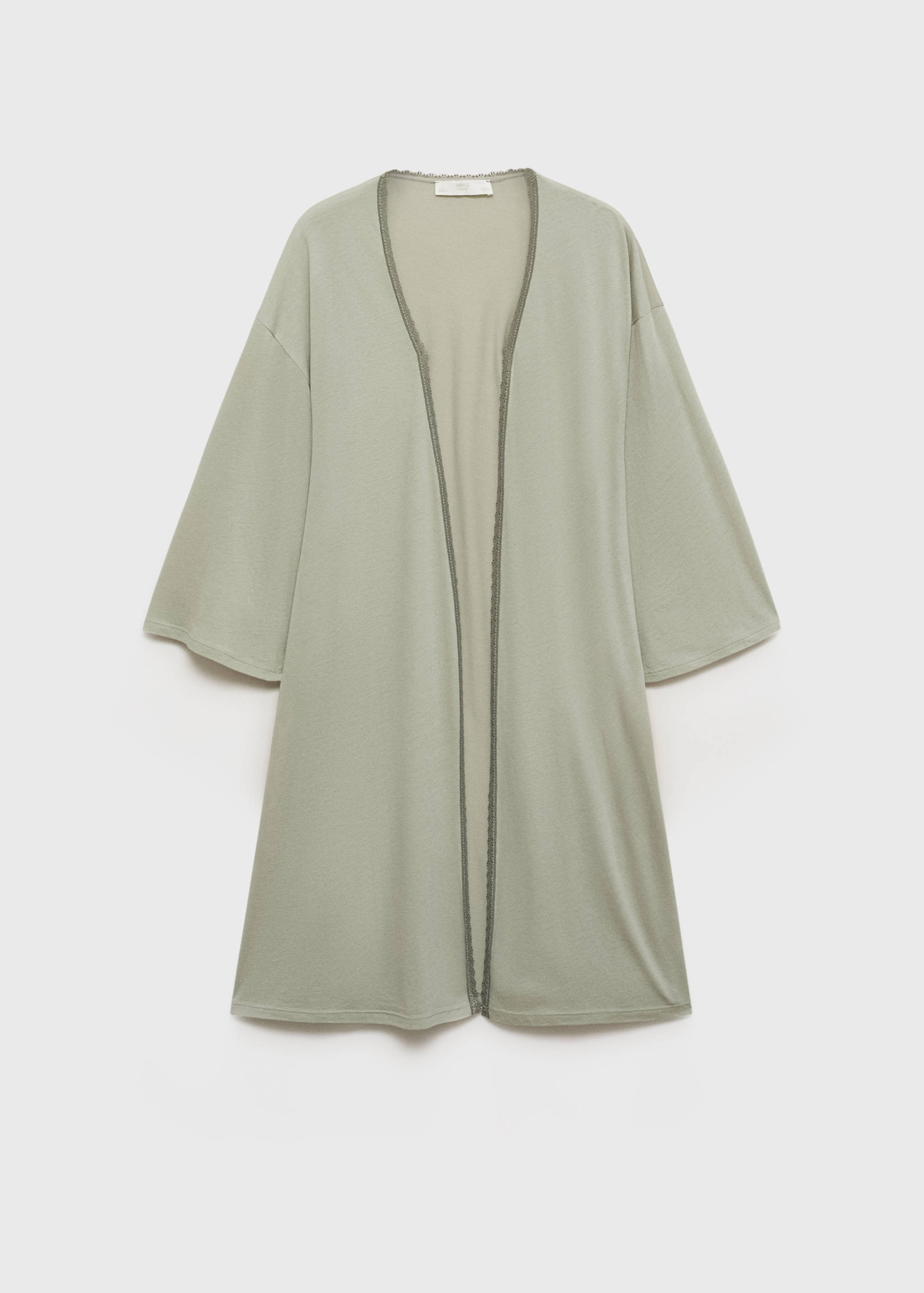 Robe de chambre en coton à dentelle contrastée - Article sans modèle