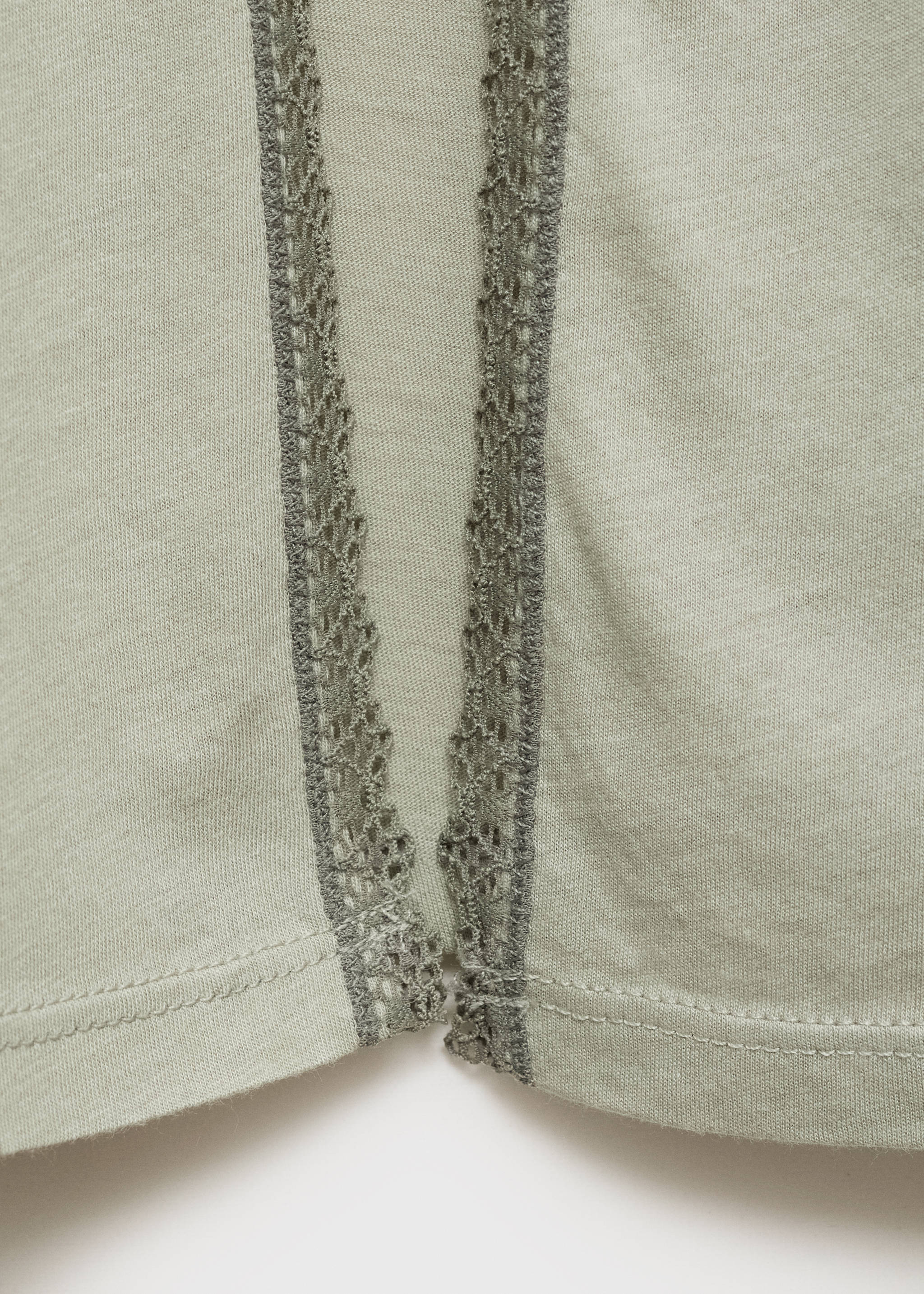 Robe de chambre en coton à dentelle contrastée - Détail de l'article 0