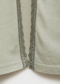 Cotton robe with contrasting lace — Aqua Green 8