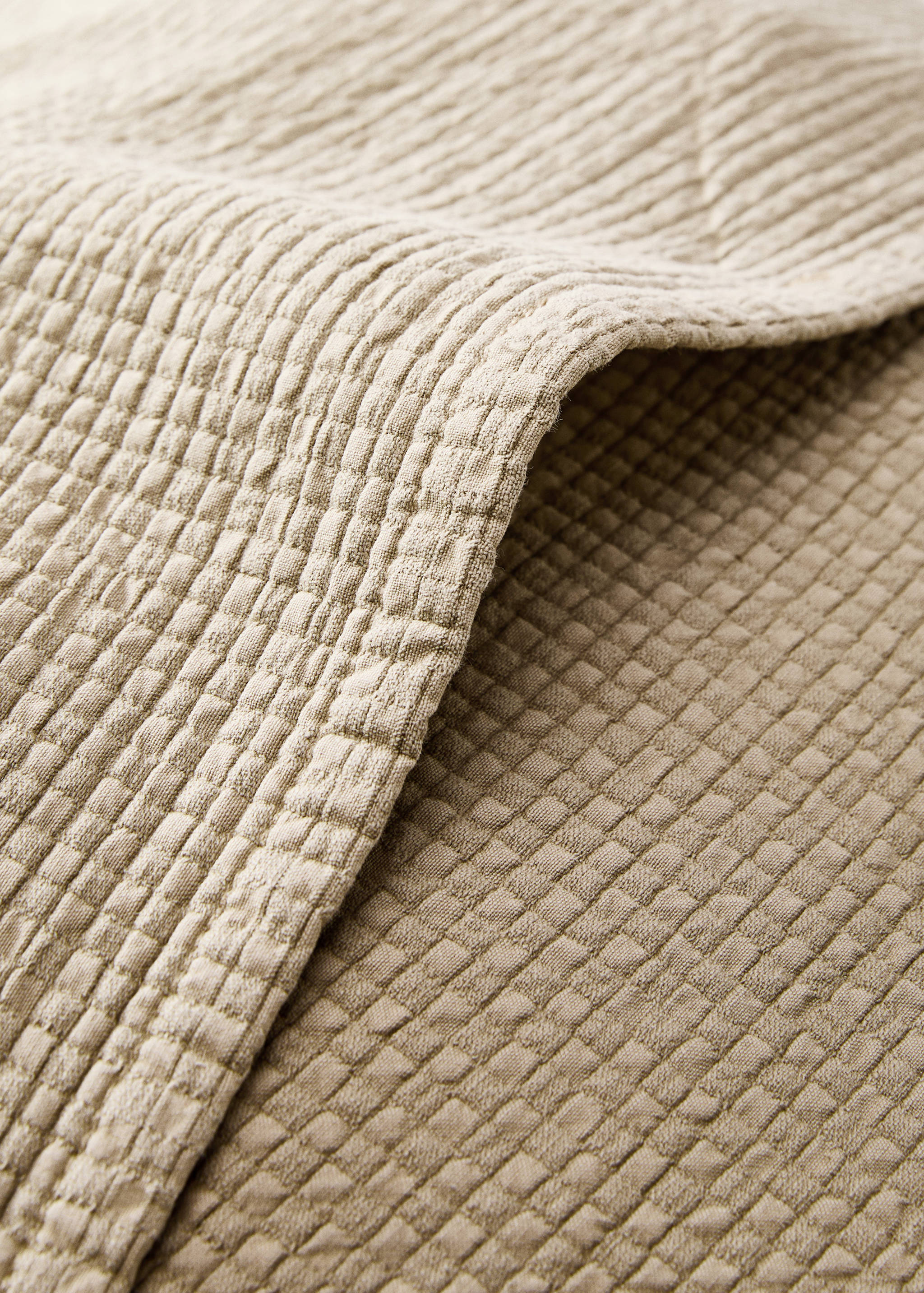 Cotton jacquard mini-check bed cushion cover, 50x50 cm - Details of the article 2