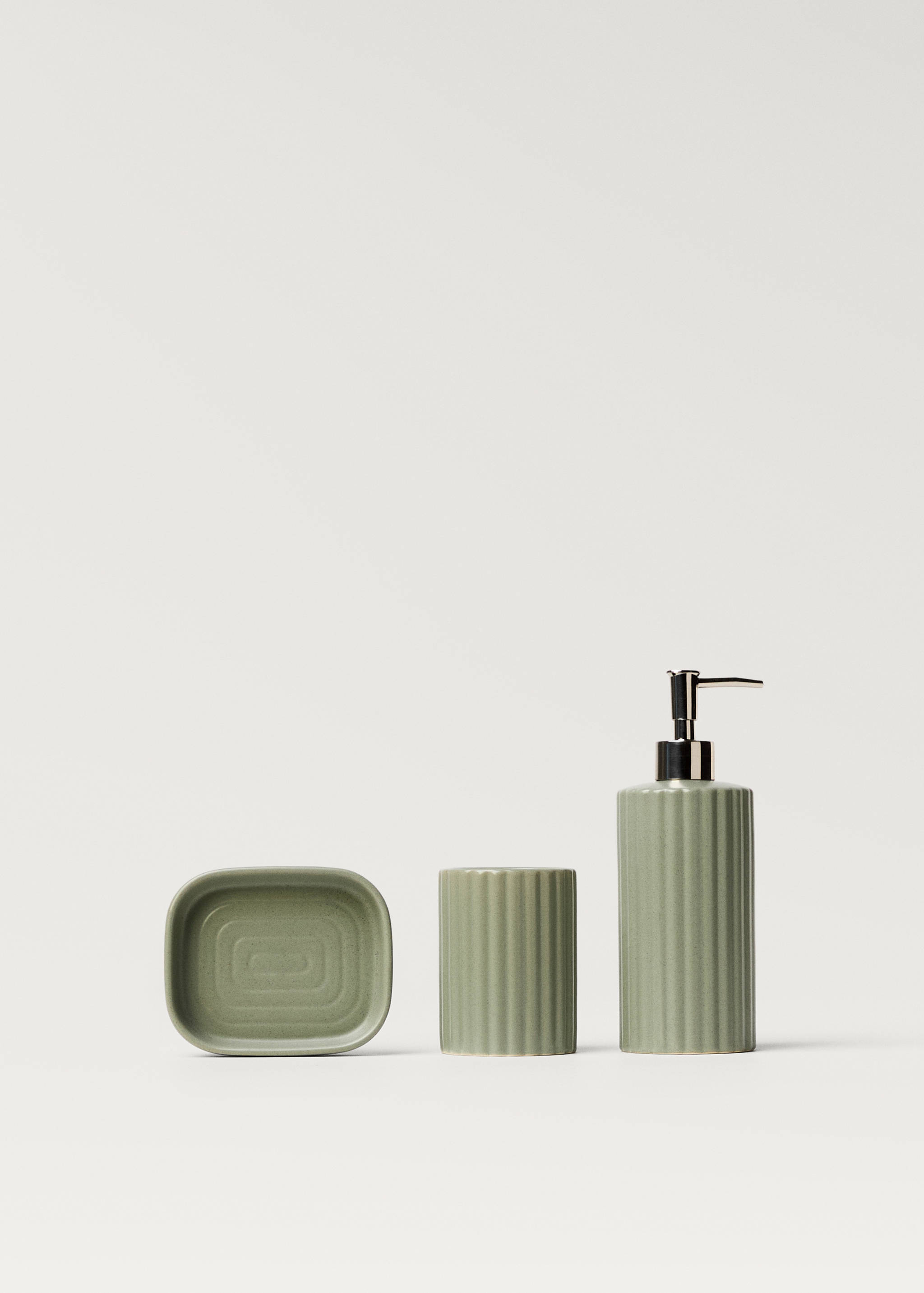 Striped stoneware bathroom tumbler - Details of the article 3