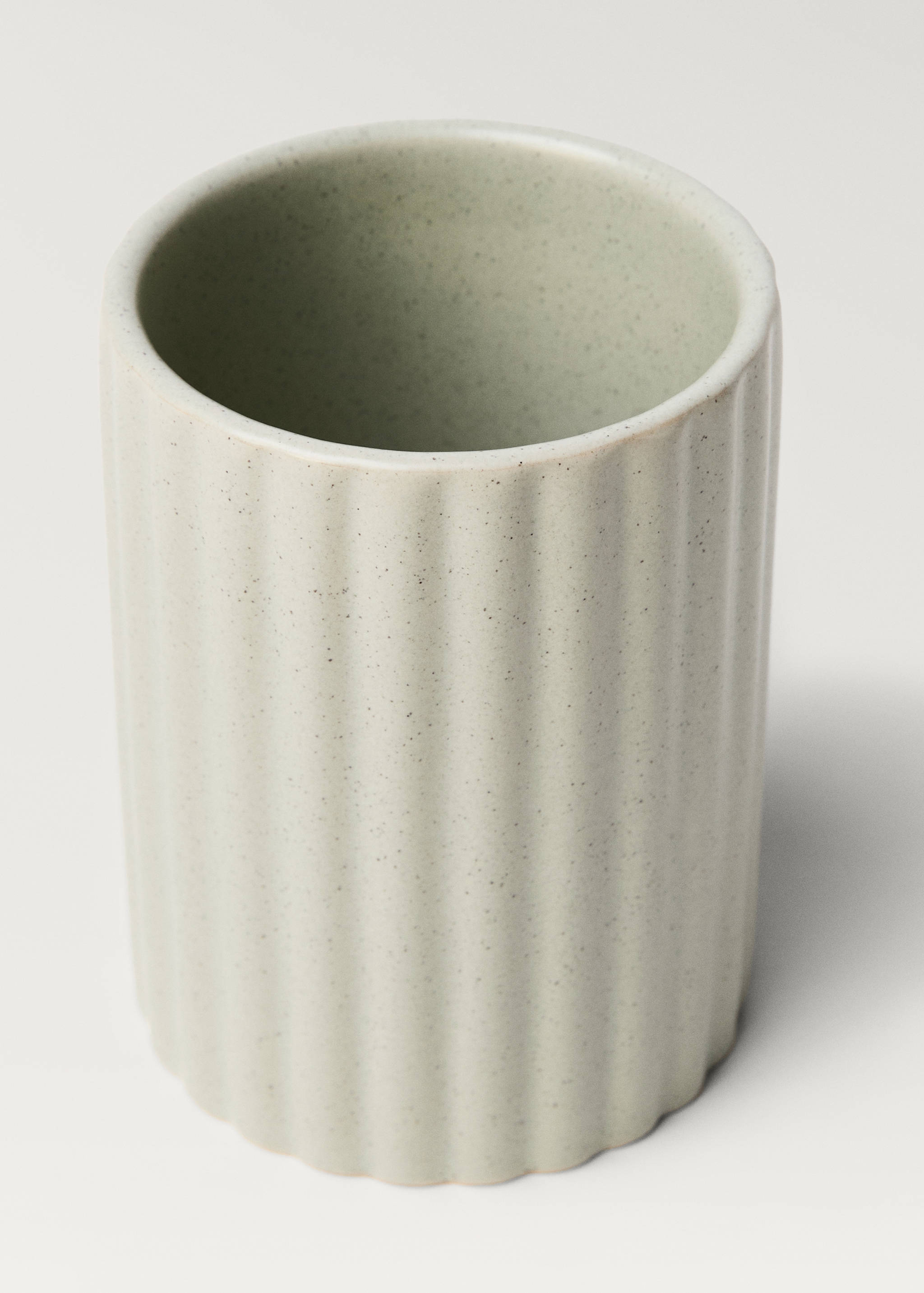 Striped stoneware bathroom tumbler - Details of the article 1