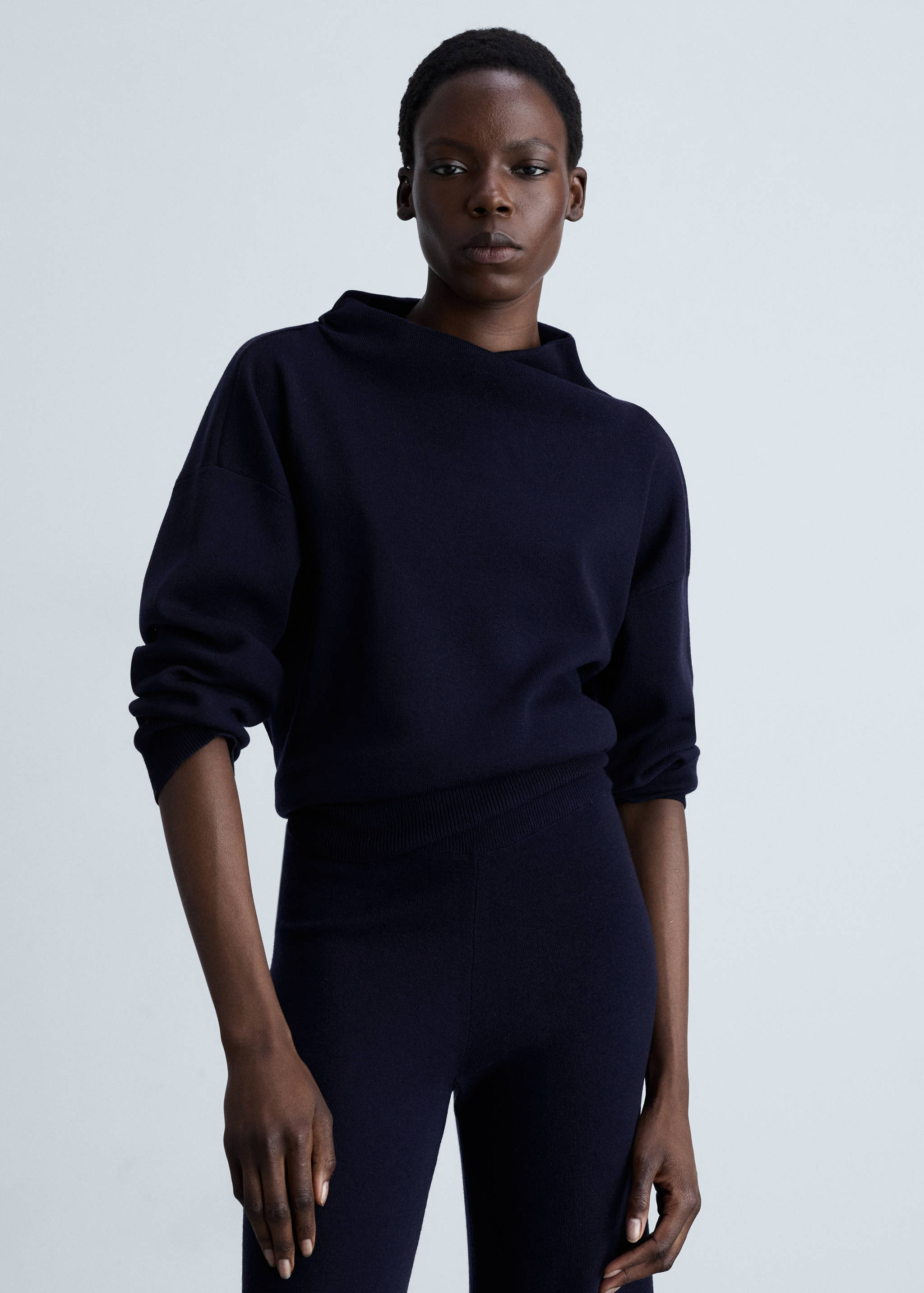 棉麻混纺针织裤 - null