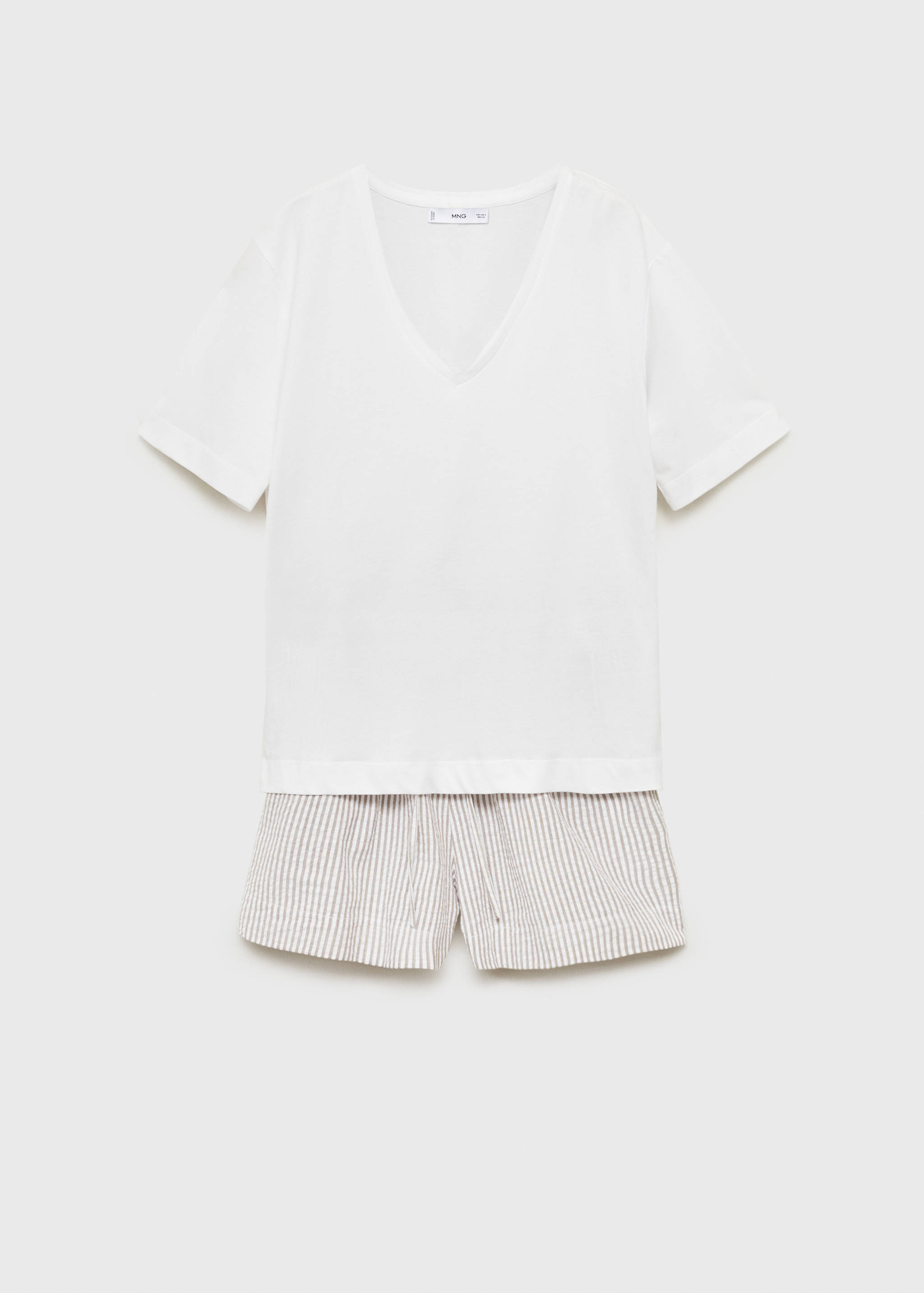 Pyjama deux pièces court en seersucker à rayures - Article sans modèle