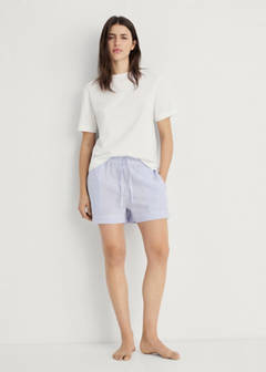 Two-piece striped seersucker pyjama shorts — China Blue 2
