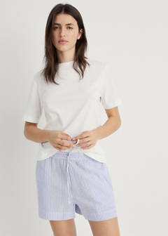 Two-piece striped seersucker pyjama shorts — China Blue 1