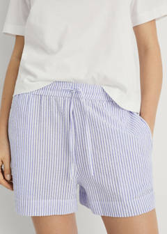 Two-piece striped seersucker pyjama shorts — China Blue 4