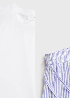Two-piece striped seersucker pyjama shorts — China Blue 6