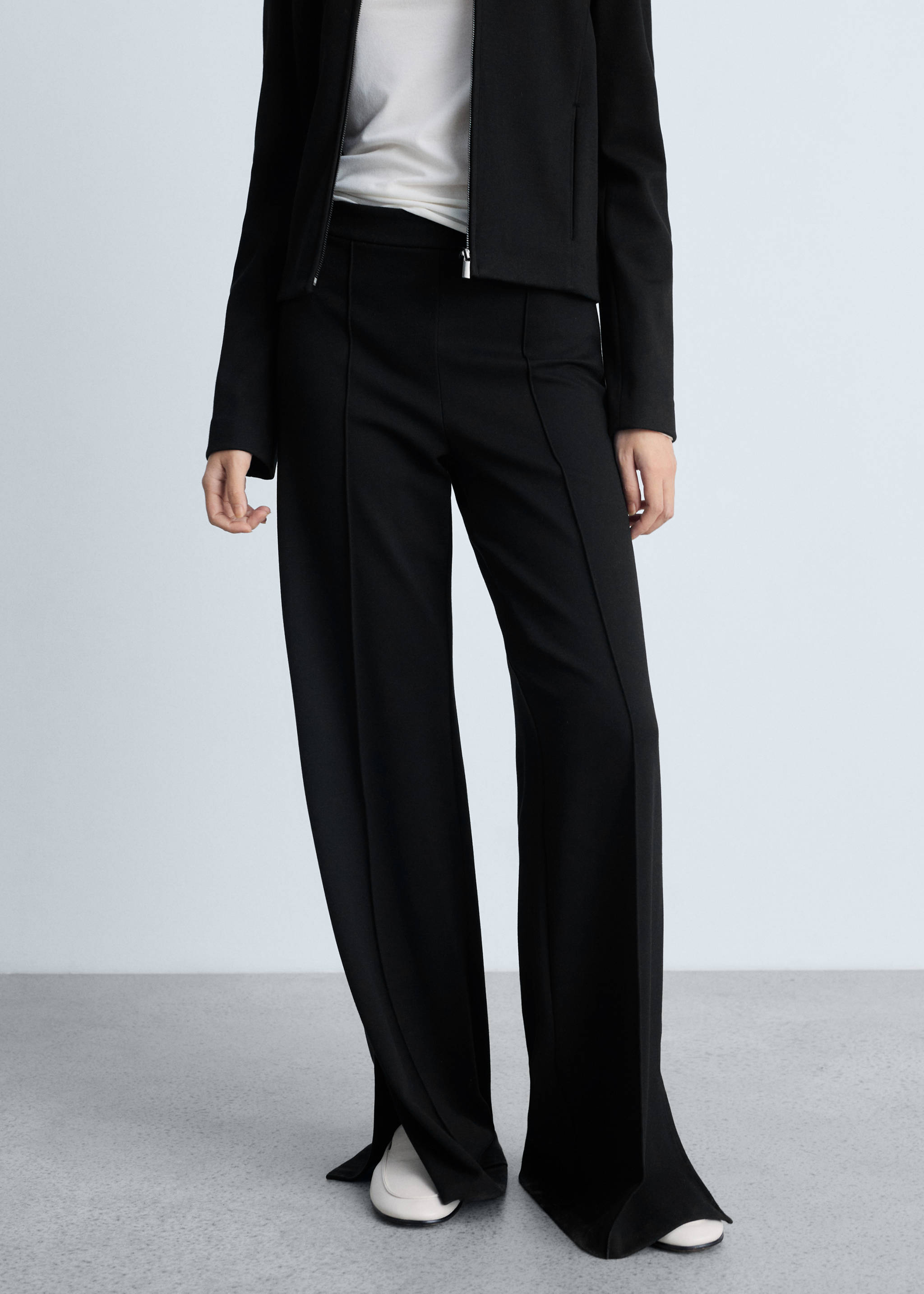 Wide leg trousers with slits - Medium plane