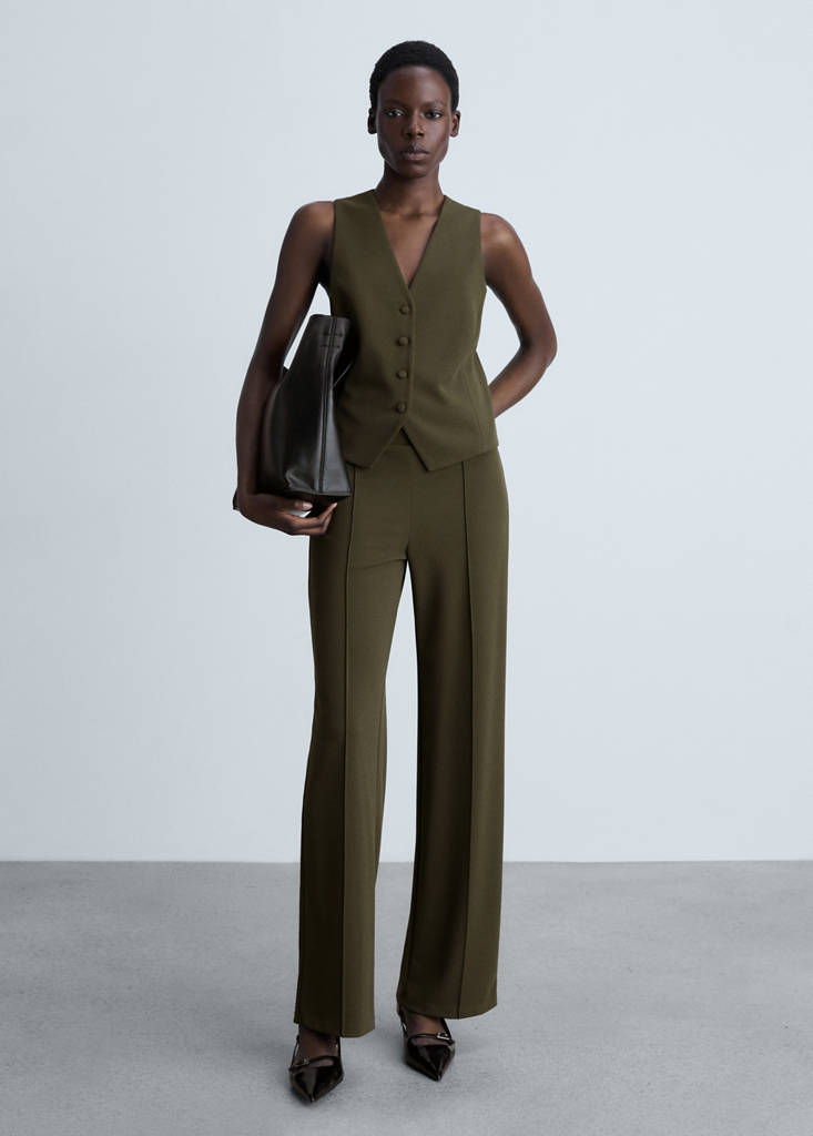 Suit waistcoat with buttons — Khaki