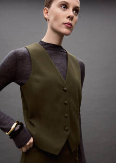 Suit waistcoat with buttons — Khaki 9