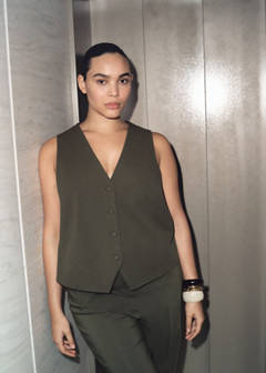 Suit waistcoat with buttons — Khaki 12