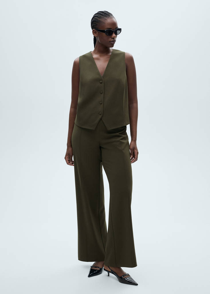 Suit waistcoat with buttons — Khaki