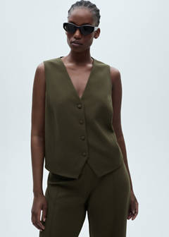 Suit waistcoat with buttons — Khaki 8