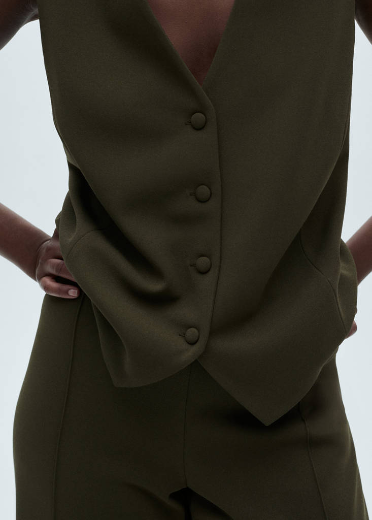 Suit waistcoat with buttons — Khaki