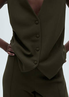 Suit waistcoat with buttons — Khaki 7