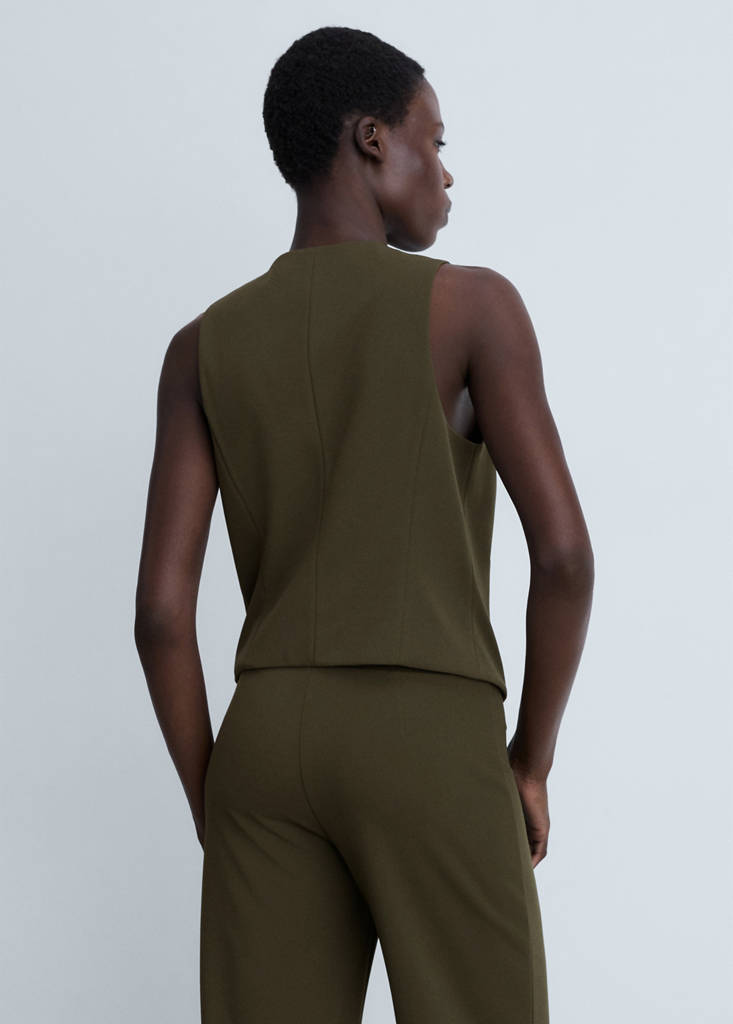 Suit waistcoat with buttons — Khaki
