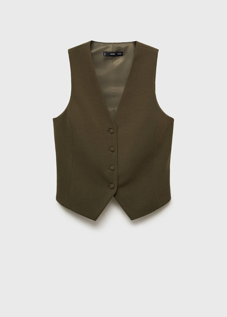 Suit waistcoat with buttons — Khaki
