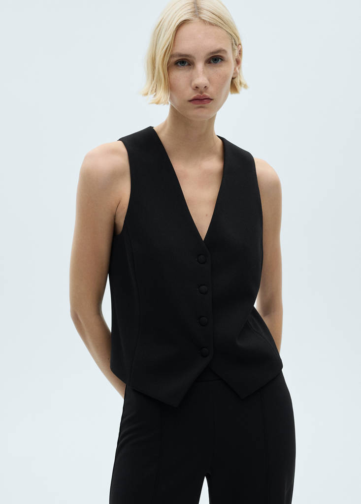 Suit waistcoat with buttons — Black