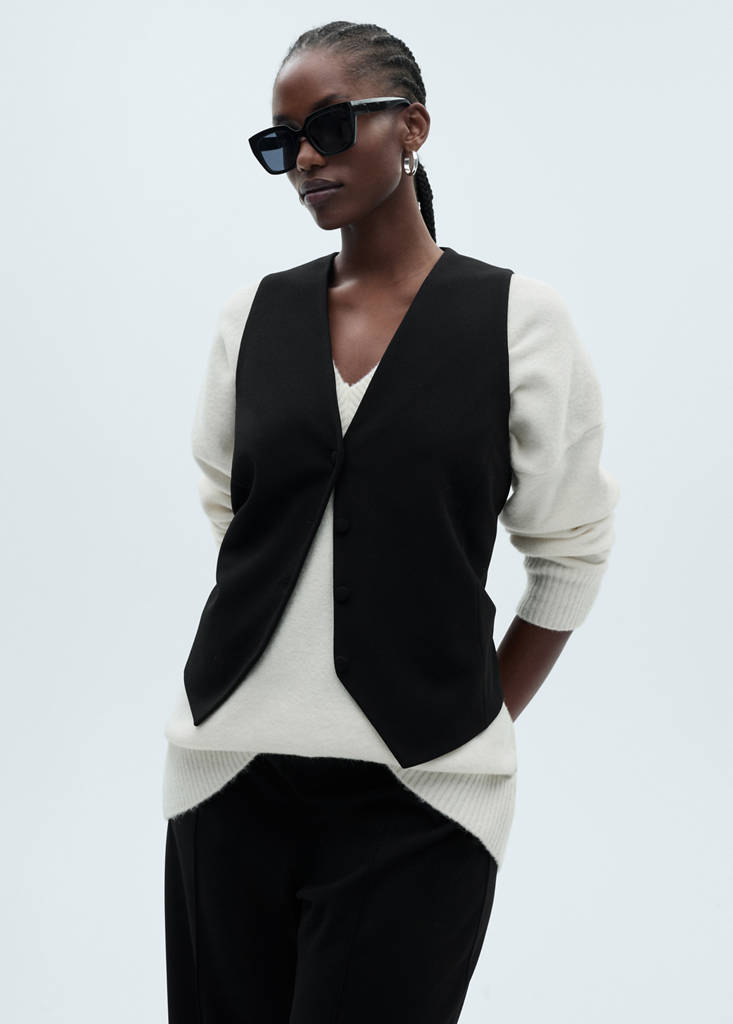 Suit waistcoat with buttons — Black