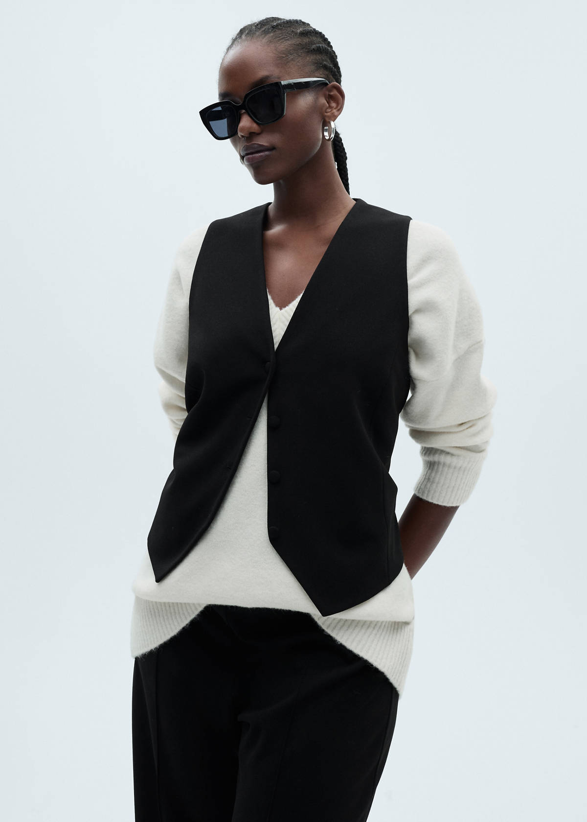 Suit waistcoat with buttons — Black