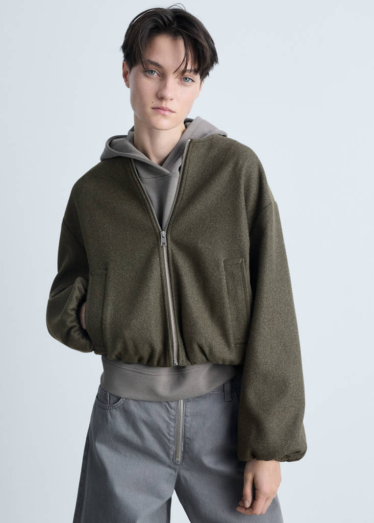 Gathered bomber jacket — Khaki