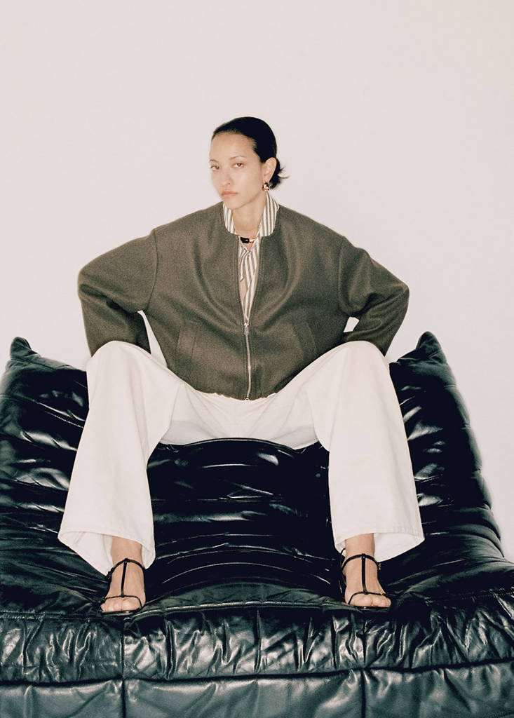Gathered bomber jacket — Khaki