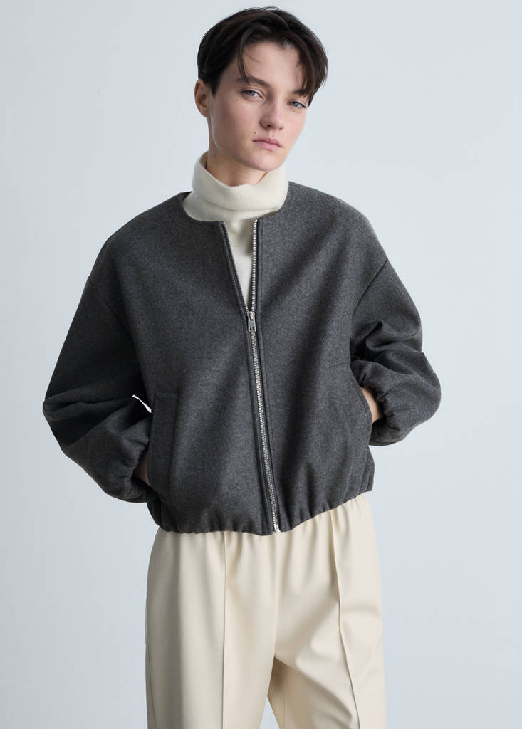 Gathered bomber jacket — Grey