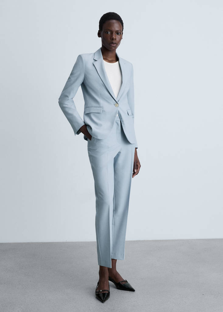 MANGO - Blazer costume cintré bleu ciel - 34