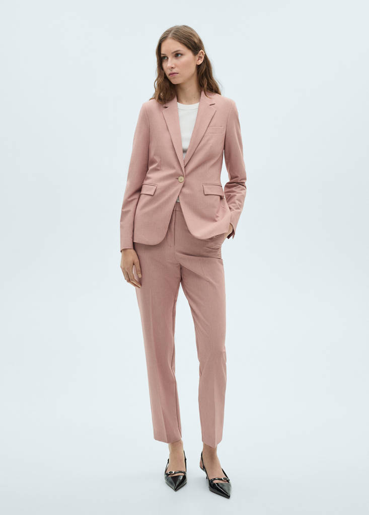MANGO - Blazer costume cintré rose pastel - 36