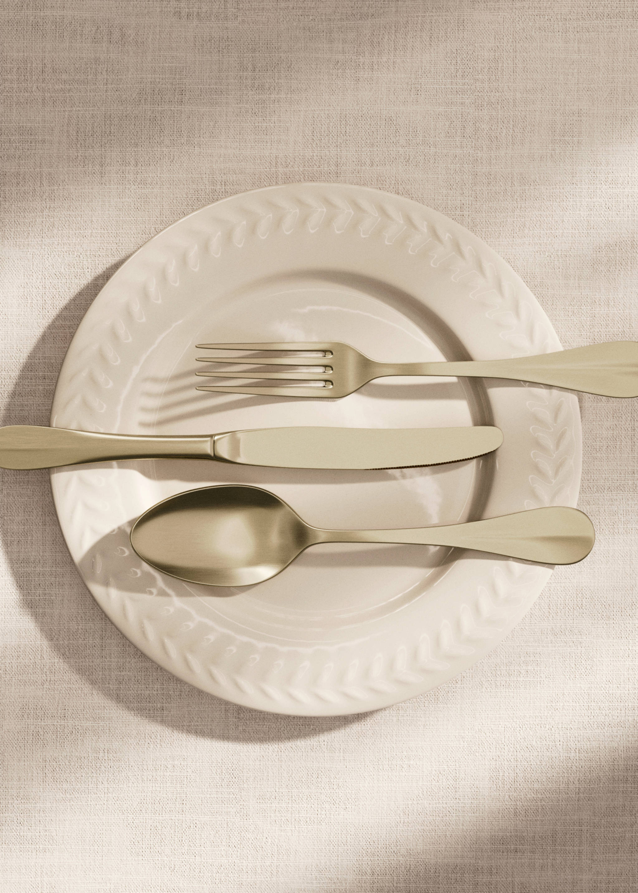 3-delige bestekset van goudkleurig roestvrij staal - Overzichtstekening