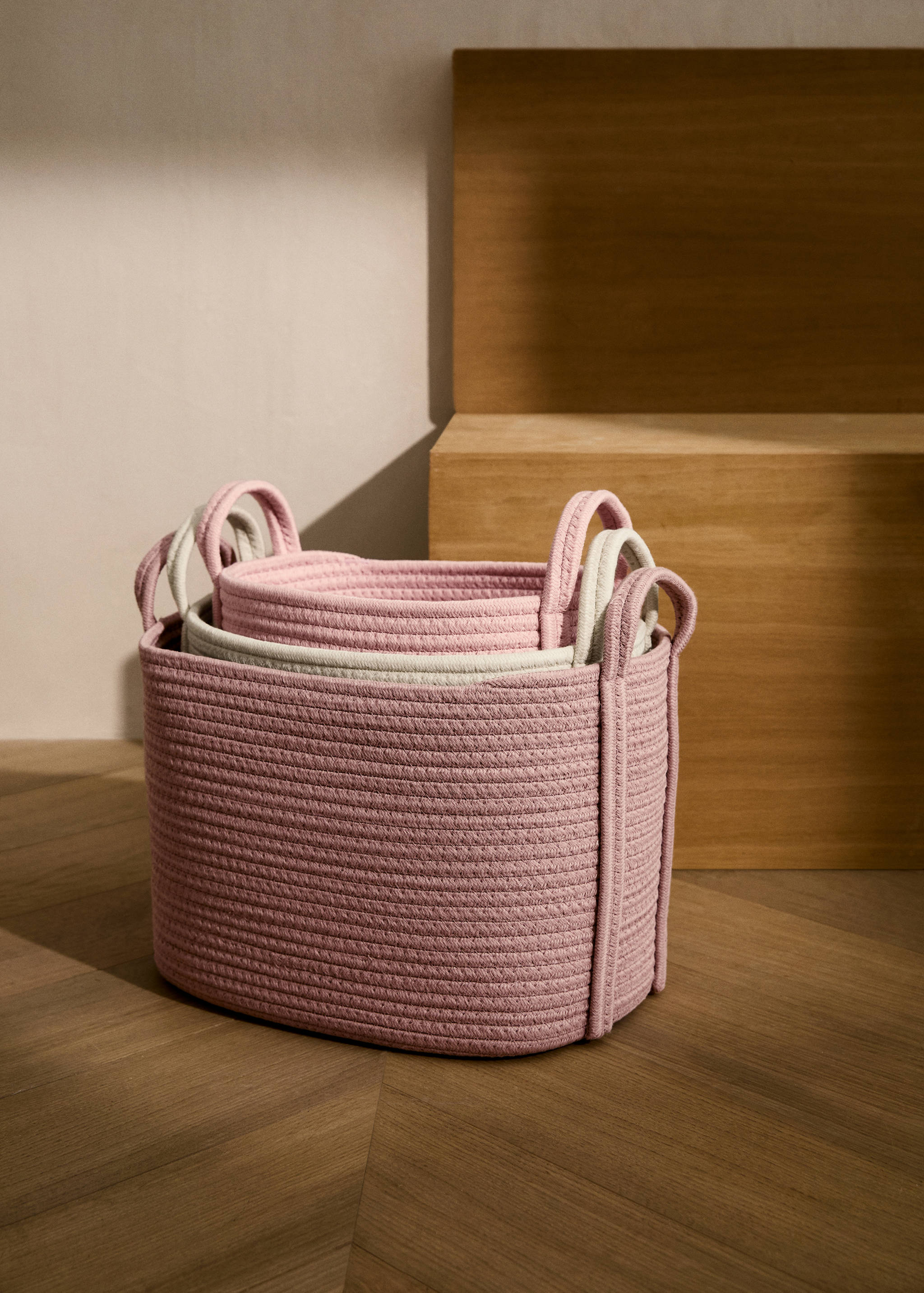 Cesta infantil algodón asas grande - Plano general