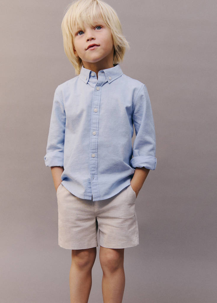 Linen-blend Bermuda shorts — Sand