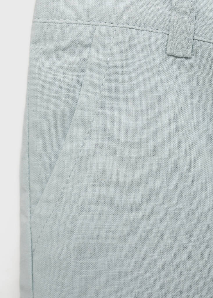 Linen-blend Bermuda shorts — Sky Blue