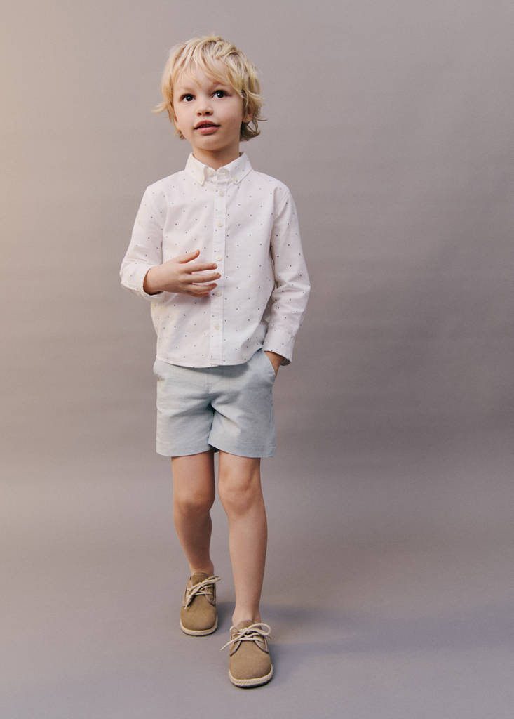 Linen-blend Bermuda shorts — Sky Blue
