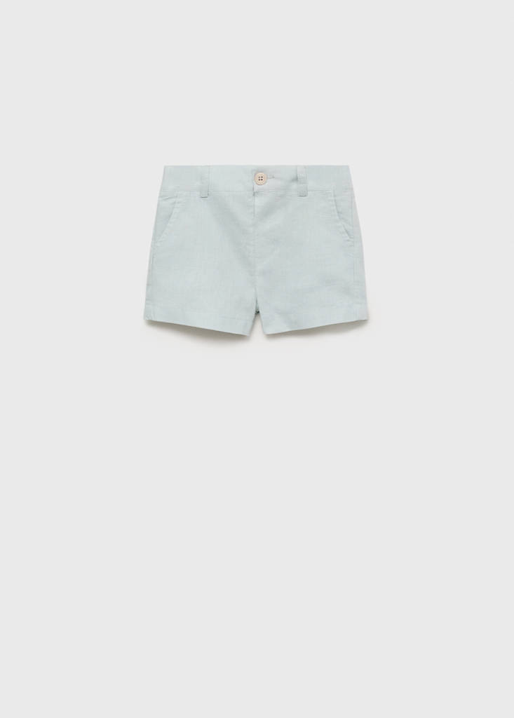 Linen-blend Bermuda shorts — Sky Blue