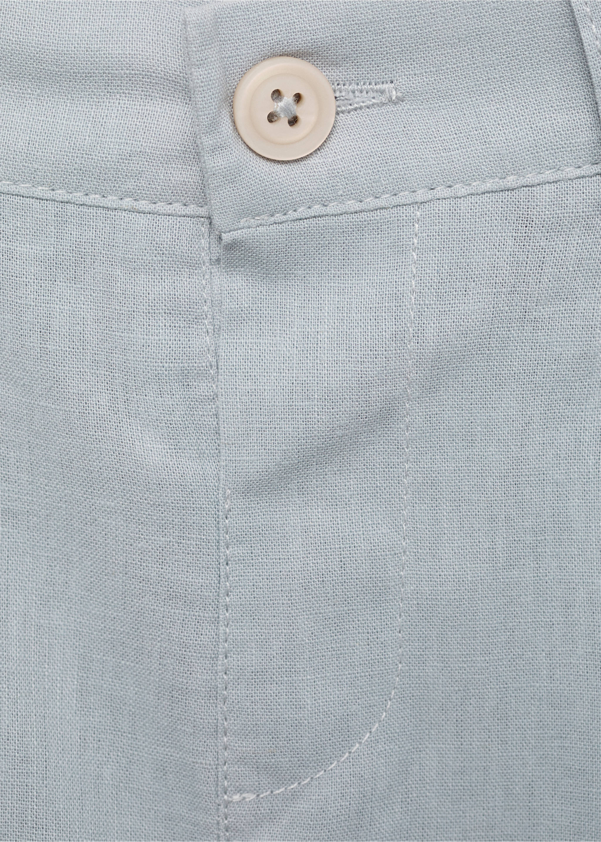 Linen-blend Bermuda shorts - Details of the article 8, Blue. Ref: 87063634-00.