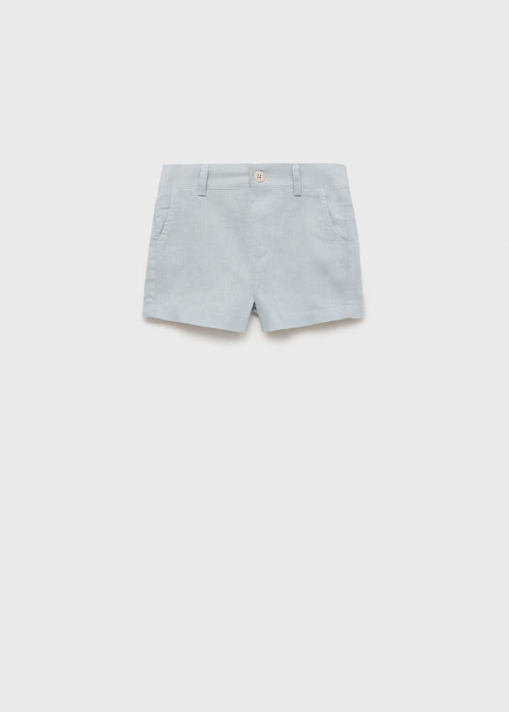 Linen-blend Bermuda shorts — Blue