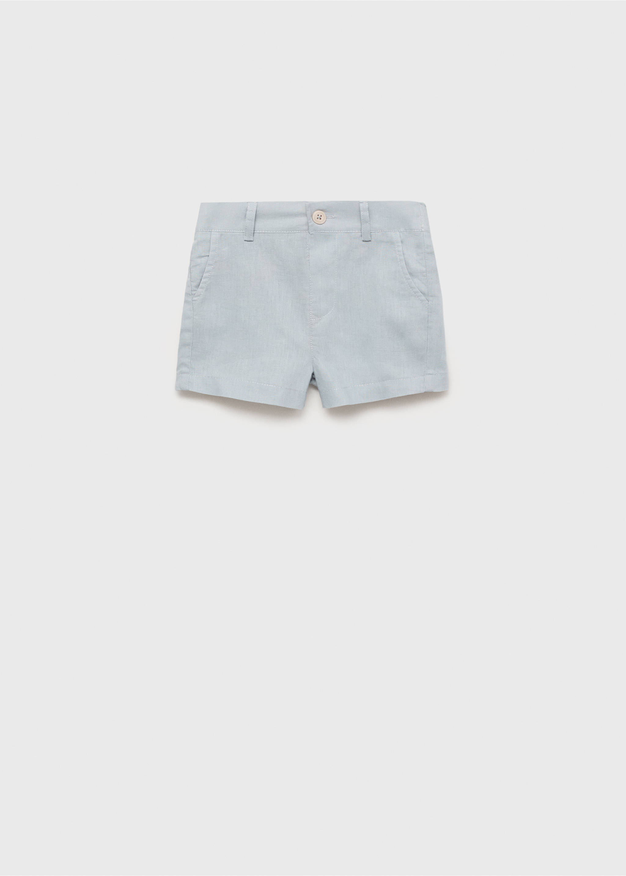 Linen-blend Bermuda shorts - Article without model, Blue. Ref: 87063634-00.