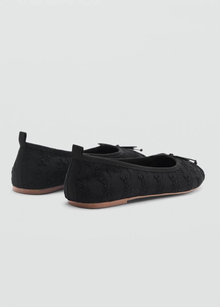 Embroidered ballet flats with bow - thumbnail 3