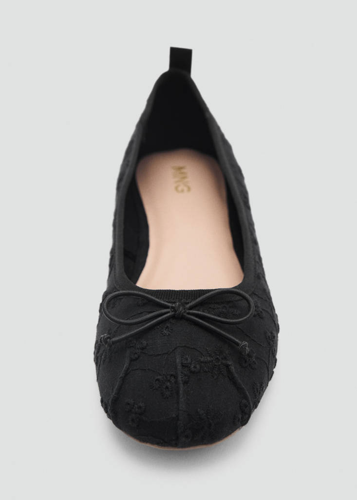 Embroidered ballet flats with bow - thumbnail 5