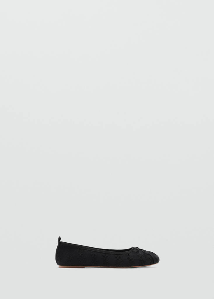 Embroidered ballet flats with bow - thumbnail 2