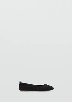 Embroidered ballet flats with bow — Black 1
