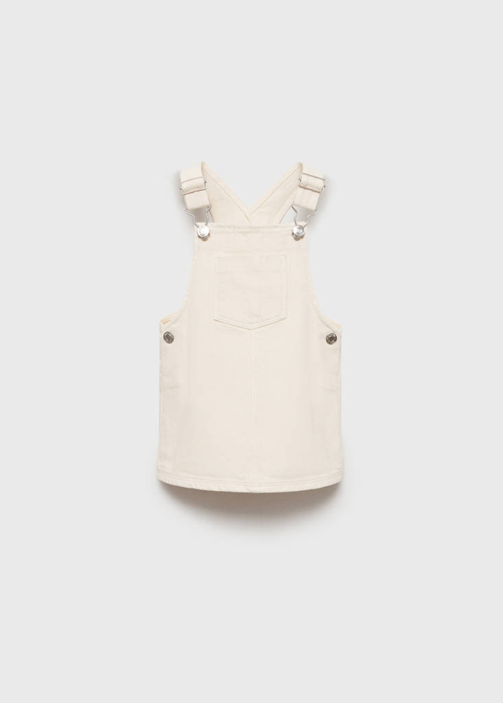 Short denim pinafore — Ecru