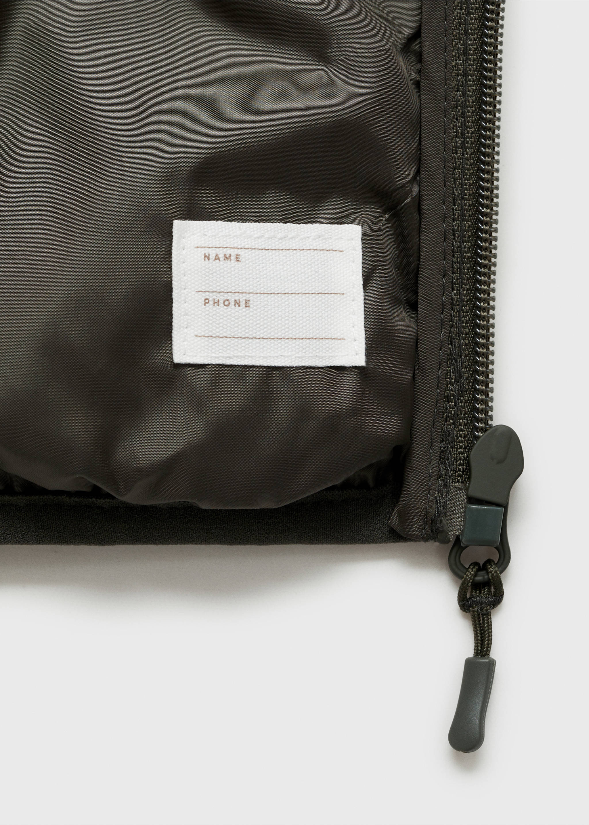 Quilted gilet - Details of the article 0, Khaki. Ref: 87063651-00.