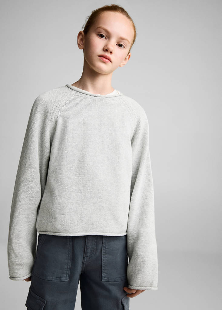 Knitted cotton sweater — Light Heather Grey